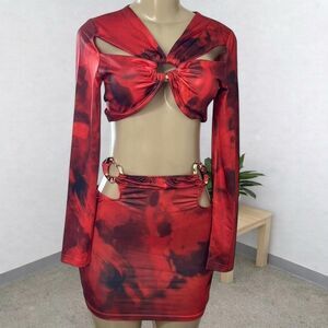 Red Cut-Out Two-Piece Set 🔥❤️ Size S